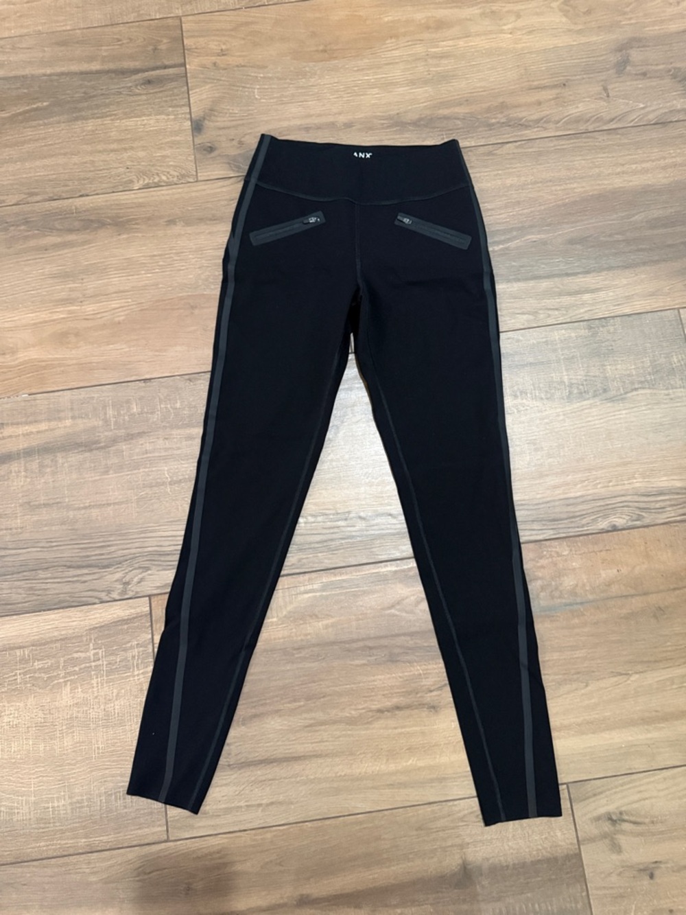 Assets by Spanx Black High-Waist Leggings with Side Stripe